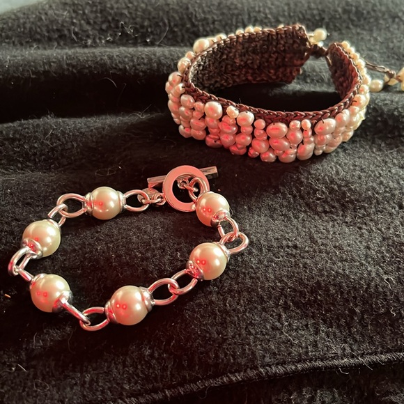 Pearl and Silver Bracelet Set !! Two for one price!! - Picture 1 of 4